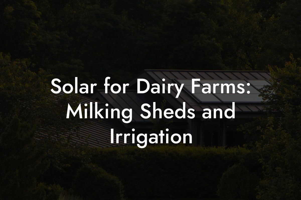 Solar for Dairy Farms: Milking Sheds and Irrigation